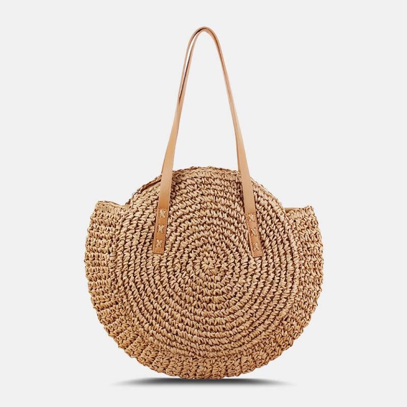 Dam Simplicity Stripe Straw Bag Handväskor Tote Retro Beach Bag