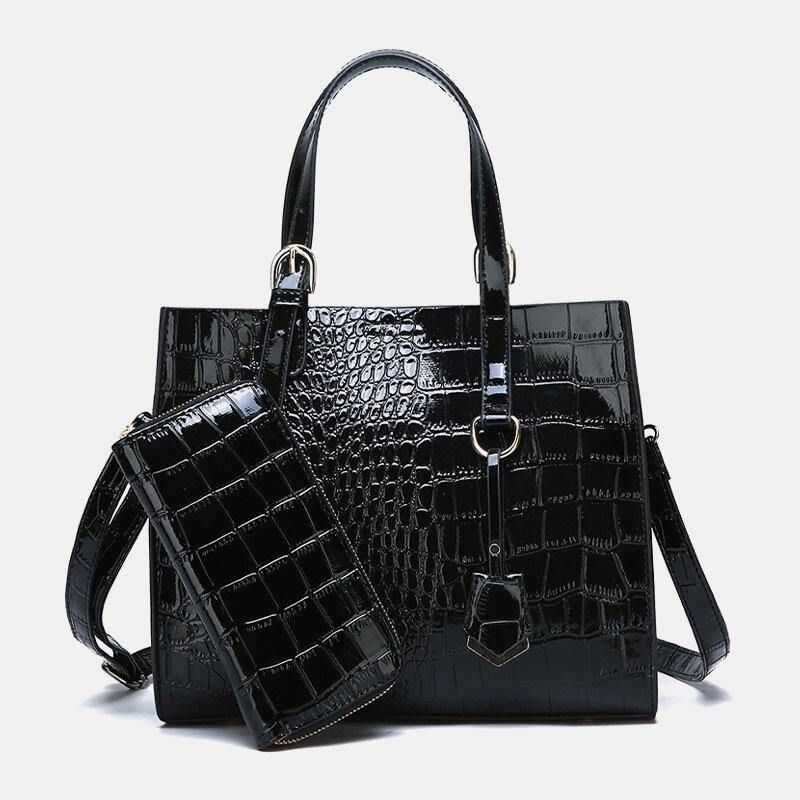 Kvinnor 2 St Alligator Pu Multi-Pocket Handväska Med Stor Kapacitet Crossbody Bag Tote