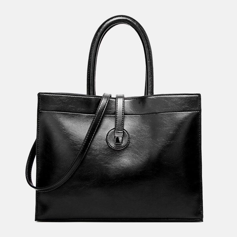 Kvinnor Faux Leather Retro Multi-Pocket Handväska Med Stor Kapacitet Axelväska Tote