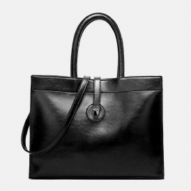 Kvinnor Faux Leather Retro Multi-Pocket Handväska Med Stor Kapacitet Axelväska Tote