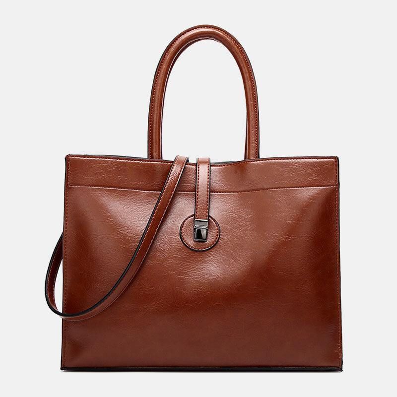 Kvinnor Faux Leather Retro Multi-Pocket Handväska Med Stor Kapacitet Axelväska Tote