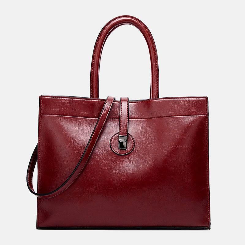 Kvinnor Faux Leather Retro Multi-Pocket Handväska Med Stor Kapacitet Axelväska Tote