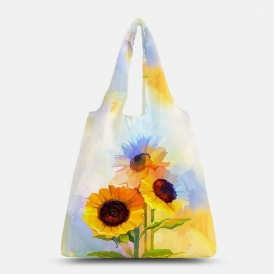 Kvinnor Nylon Tie Dye Solrosmönster Print Sommarväska Axelväska Handväska Tote