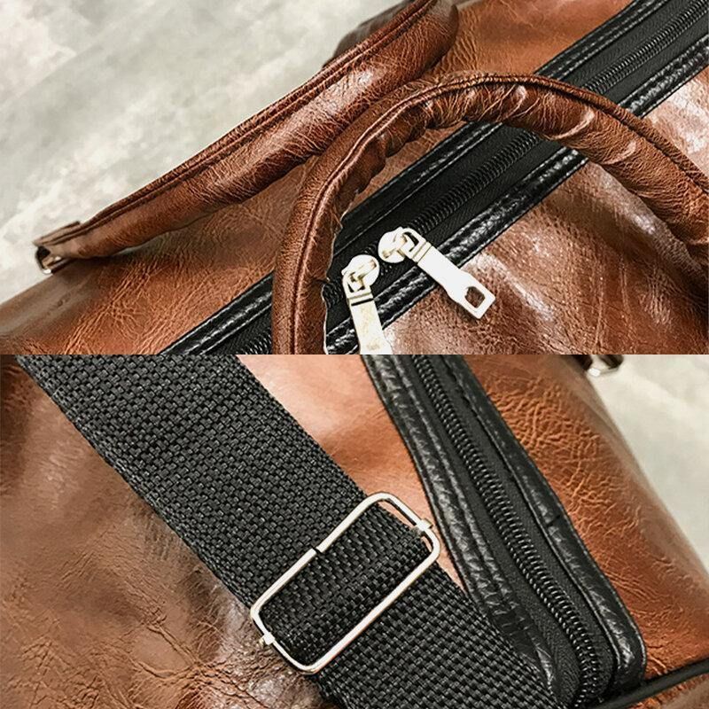 Kvinnor Och Män Läder Retro Handväska Med Stor Kapacitet Business Bagageväska Axelväska Crossbody-Väska