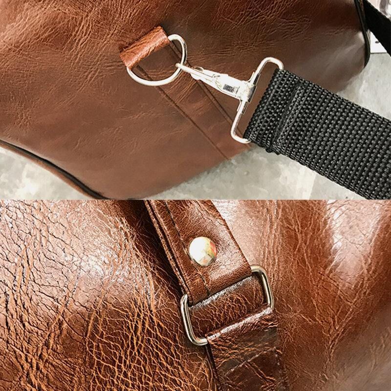 Kvinnor Och Män Läder Retro Handväska Med Stor Kapacitet Business Bagageväska Axelväska Crossbody-Väska