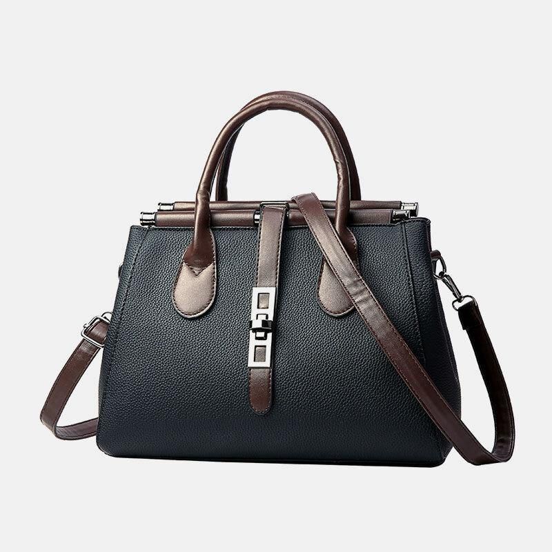 Kvinnor Pu Läder Mode Casual Medium Kapacitet Enfärgad Multi-Carry Handväska Crossbody Bag Axelväska