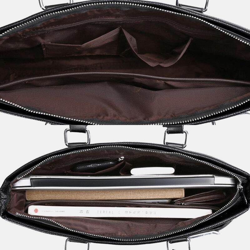 Män Konstläder Business 15.6 Tums Bärbar Datorväska Portföljer Handväska Crossbody-Väska