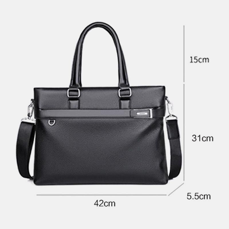 Män Konstläder Business 15.6 Tums Bärbar Datorväska Portföljer Handväska Crossbody-Väska