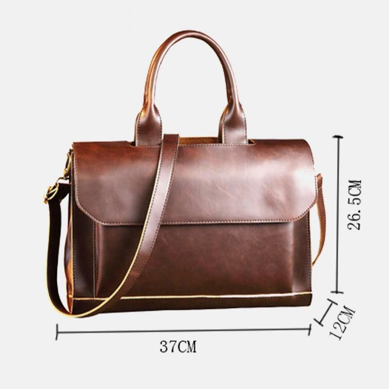 Män Konstläder Retro 14 Tums Bärbar Datorväska Portföljer Portföljer Messenger Bag Crossbody Bag Handväska