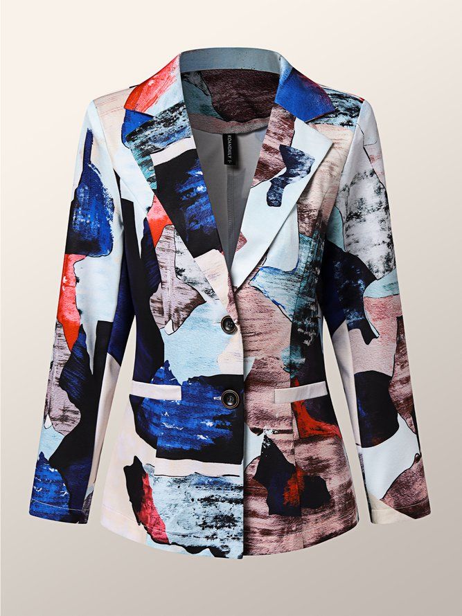 Långärmad Urban Lapel Collar Colorblock Blazer