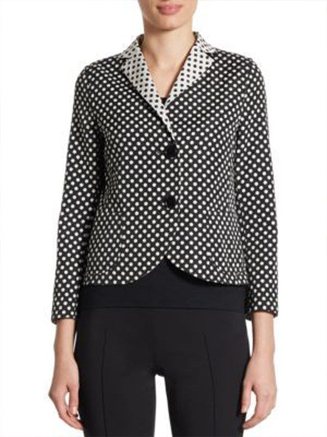 Polka Dots Lapel 3 4 Ärm Color-Block Blazer