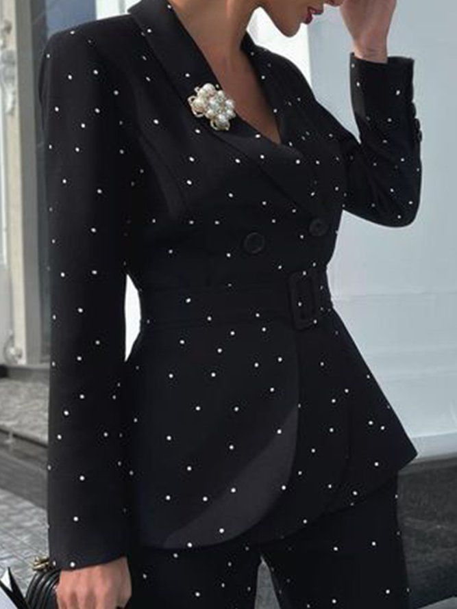 Polka Dots Lapel Elegant Blazer