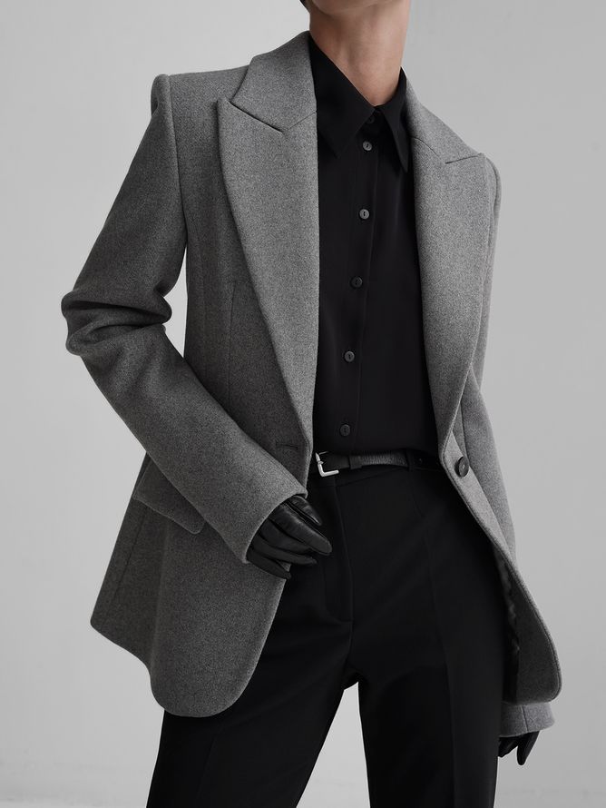 Regular Fit Lapel Collar Långärmad Plain Blazer