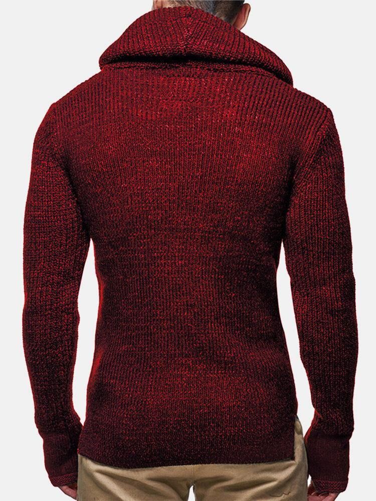 Knit Out Cut Out Manschett För Män Varm Casual Pullover-Tröjor Med Dragsko