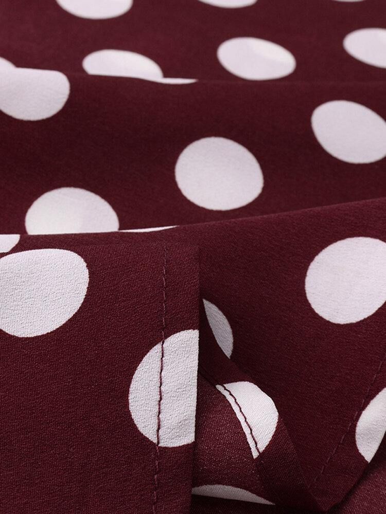 Polka Dot Print Hög Midja Dragkedja På Sidan Eleganta Lösa Maxikjolar