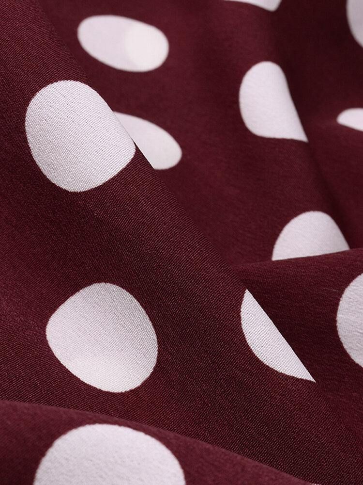 Polka Dot Print Hög Midja Dragkedja På Sidan Eleganta Lösa Maxikjolar