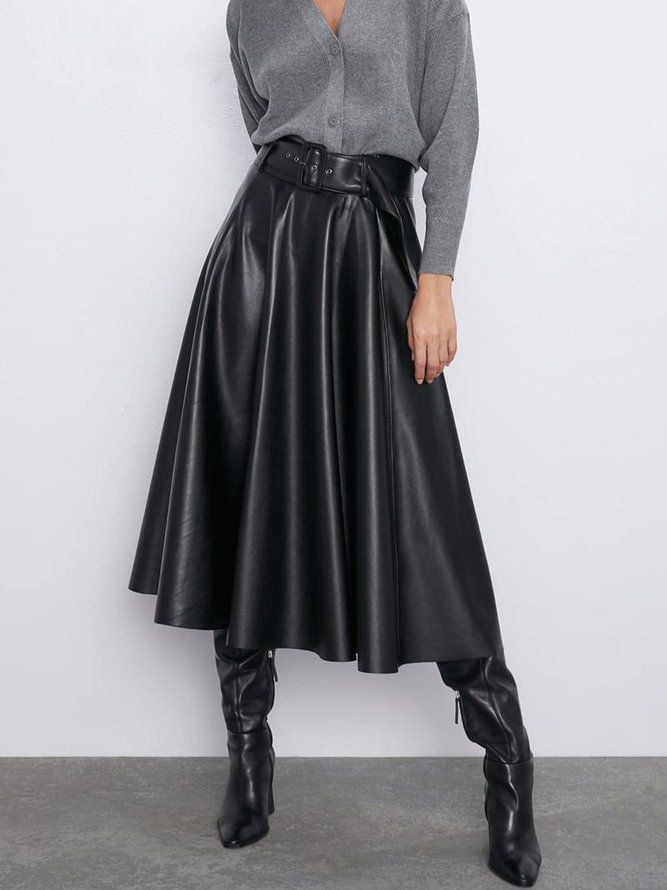 Regular Fit Plain Urban Mid Waist Skirt