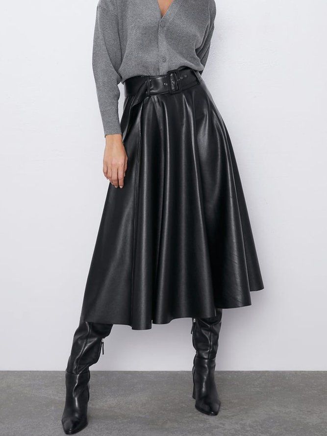 Regular Fit Plain Urban Mid Waist Skirt