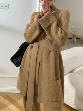 Elegant Långärmad Loosen Plain Sweater Coat