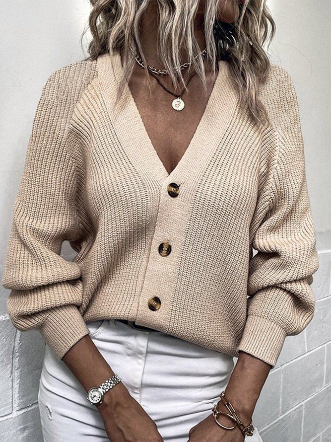 Långärmad Loose Casual Sweater Coat