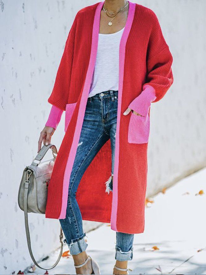 Långärmad Regular Fit Color Block Sweater Coat