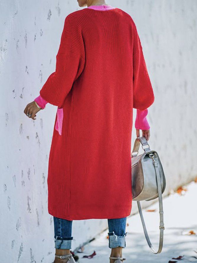 Långärmad Regular Fit Color Block Sweater Coat