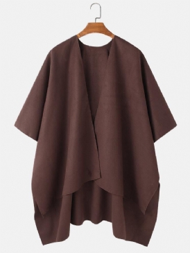 Mäns Solid Öppen Front Casual Hög Låg Fåll Oversized Cape Cardigans