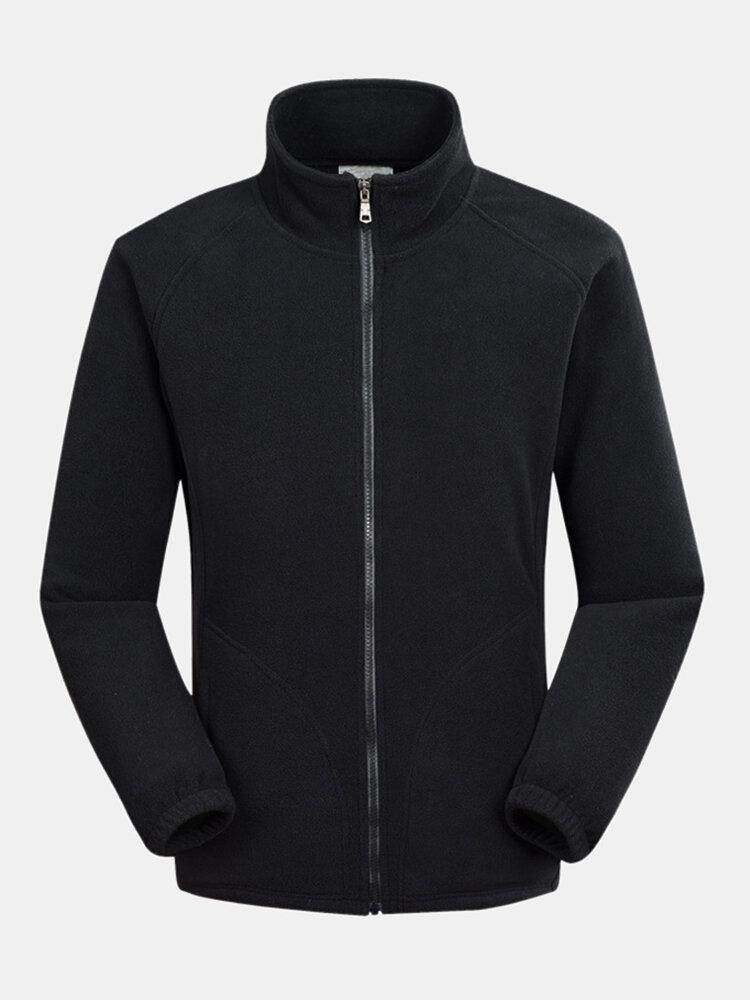 Ny Kappa För Män Dubbelsidig Enfärgad Casual Collar Cardigan Fleecejacka