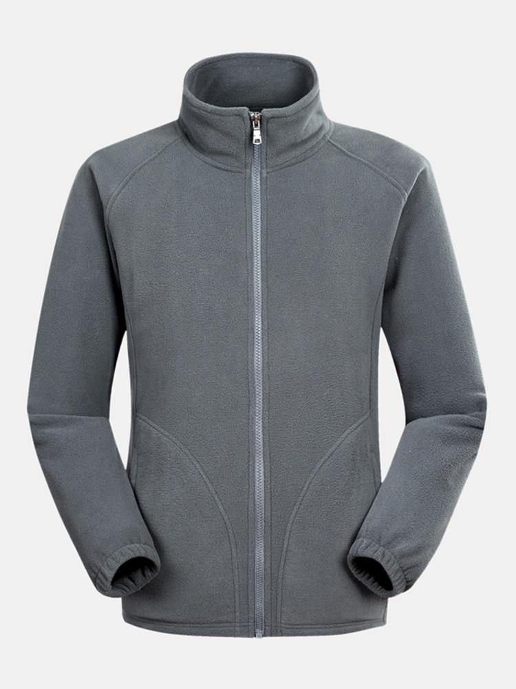 Ny Kappa För Män Dubbelsidig Enfärgad Casual Collar Cardigan Fleecejacka