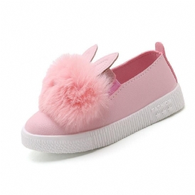 Girl'S Rabbit Ears Fur Platta Skor