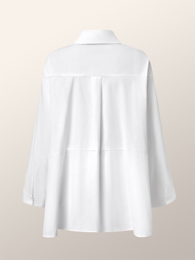 Daily Långärmad Urban Plain Shirt Collar Blus