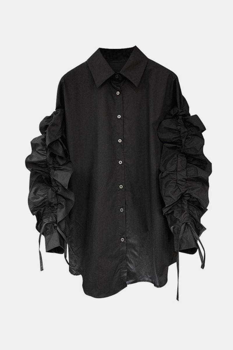 Dragsko Med Ruched Button Down-Skjorta