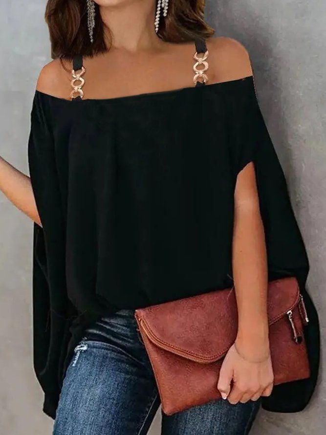 Elegant Plain Cold Shoulder Top