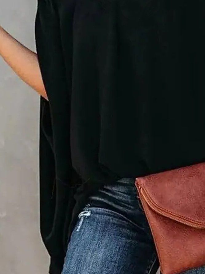 Elegant Plain Cold Shoulder Top