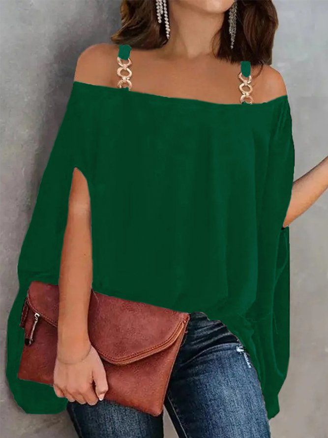 Elegant Plain Cold Shoulder Top