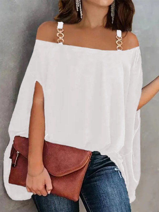 Elegant Plain Cold Shoulder Top