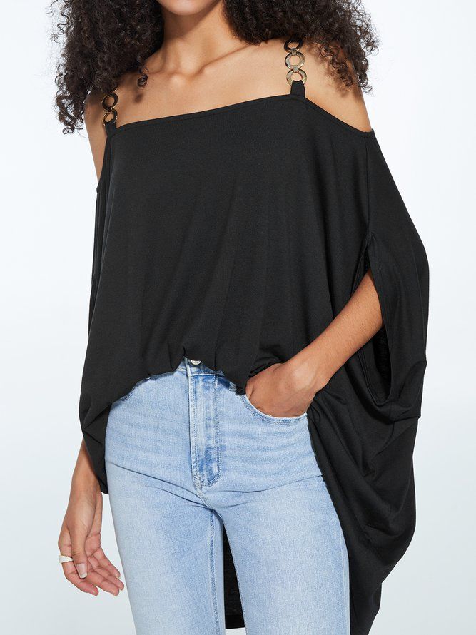 Elegant Plain Cold Shoulder Top