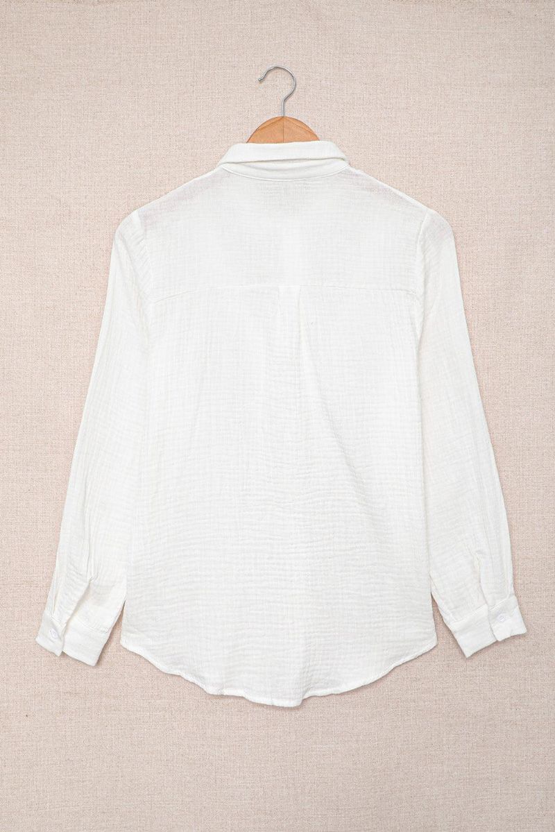 Frill Trim Button Front Skjorta