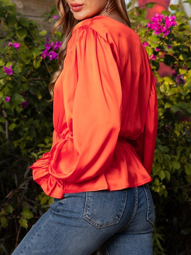 Orange Casual Vintage Topp