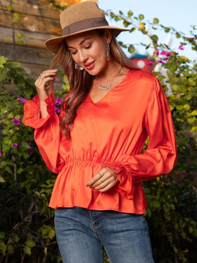 Orange Casual Vintage Topp