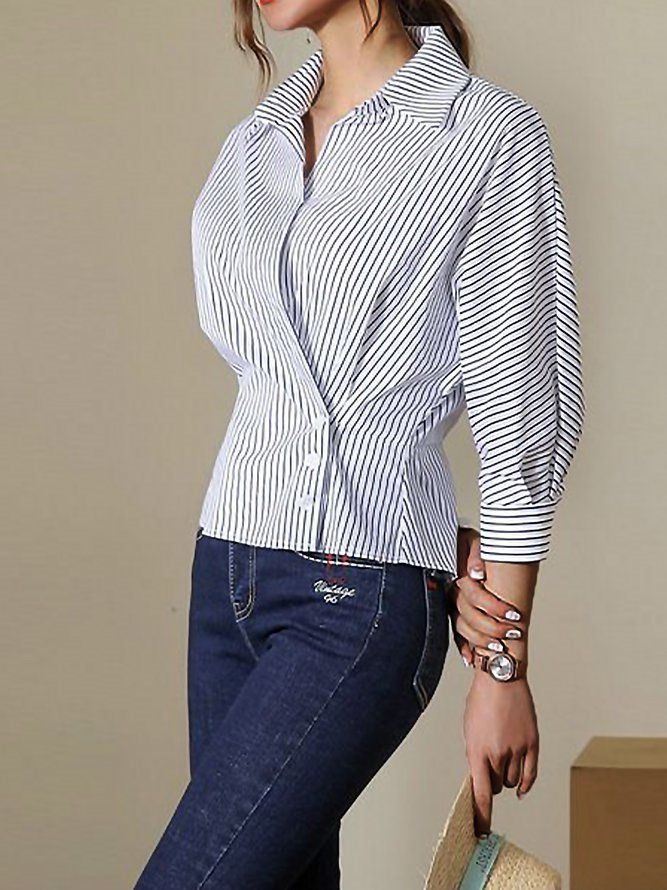 Regular Fit Shirt Collar Daily Blus