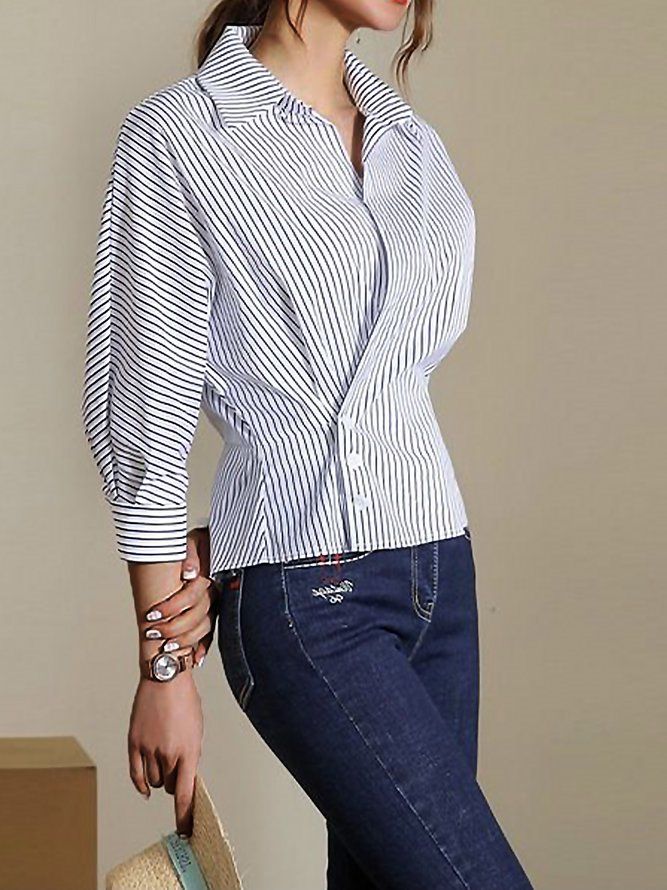 Regular Fit Shirt Collar Daily Blus