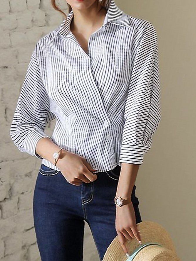 Regular Fit Shirt Collar Daily Blus