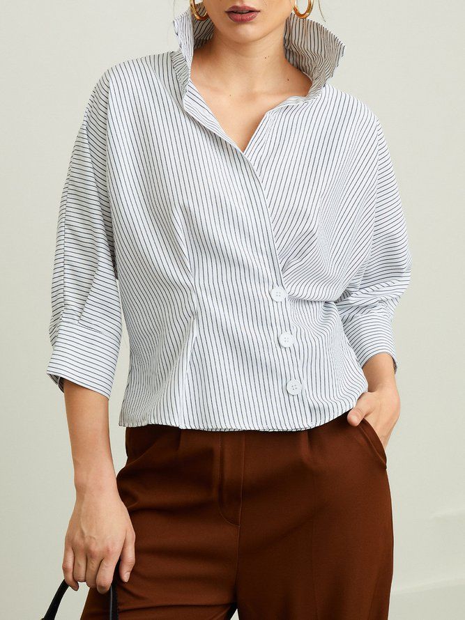 Regular Fit Shirt Collar Daily Blus