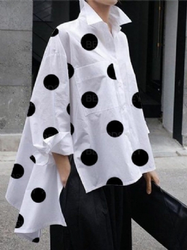 Skjortkrage Polka Dots Shift Elegant Top