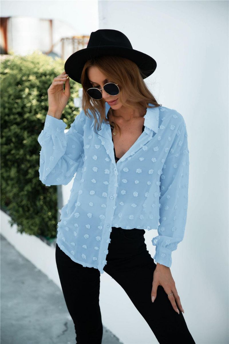 Swiss Dot Button Up Blus