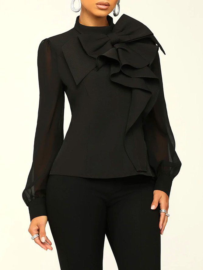 Vanlig Elegant Blus Med Krage