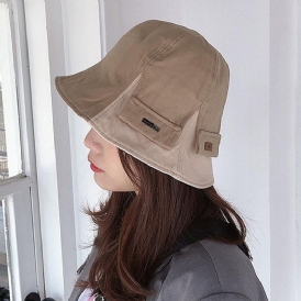 Kvinnor Bomull Dubbelsidig Kort Brätte Casual Solskydd Wild Bucket Hat