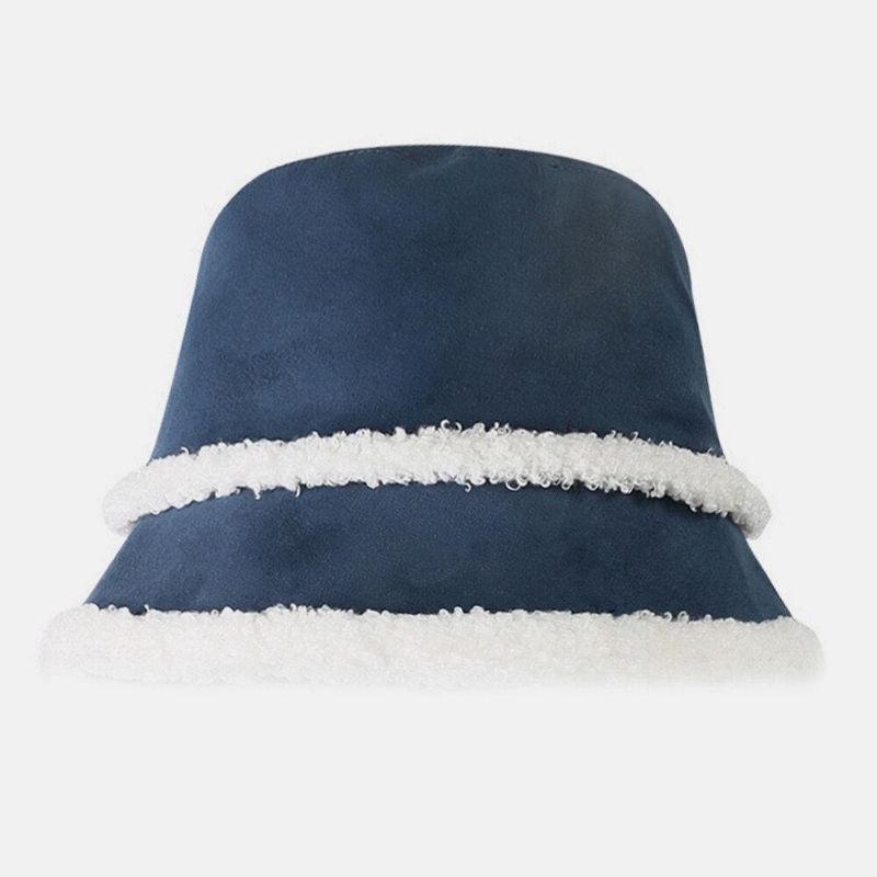 Kvinnor Mocka Lammhår Casual Mode Elegant Hålla Varma Utomhus Bucket Hat