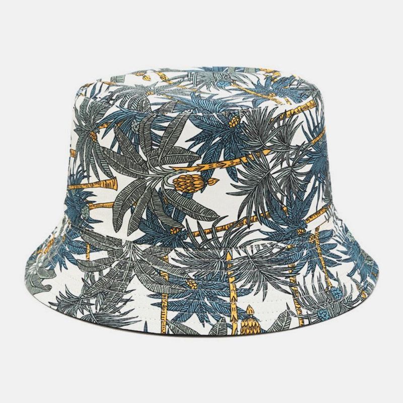 Kvinnor Och Män Bananträd Mönster Dubbelsidig Utomhus Casual Sunshade Bucket Hat